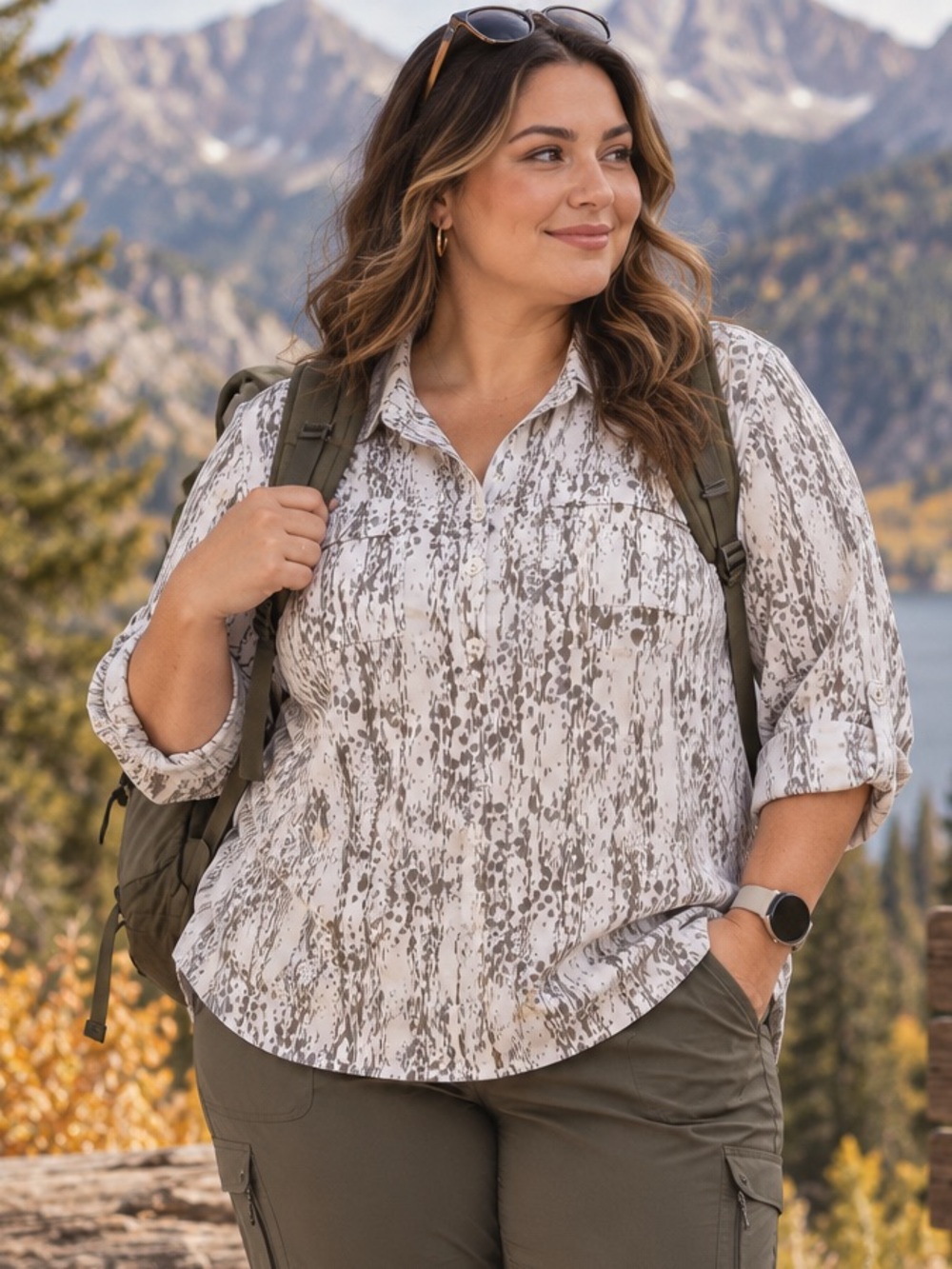 Royal Robbins Women’s Relaxed Fit Printed Utility Shirt – Size XXL Gorpcore